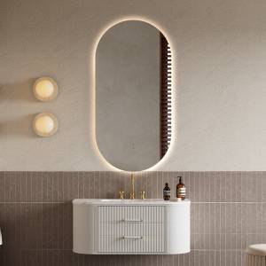 Ovia Eclipse Frameless 450x900mm Pill Oval Touchless LED Mirror Tri-Color Lighting