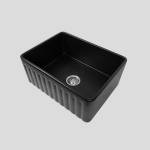 Ovia 610x459x254mm Fine Fireclay Butler Sink Double Bowl Farmhouse Kitchen Sink Matte Black